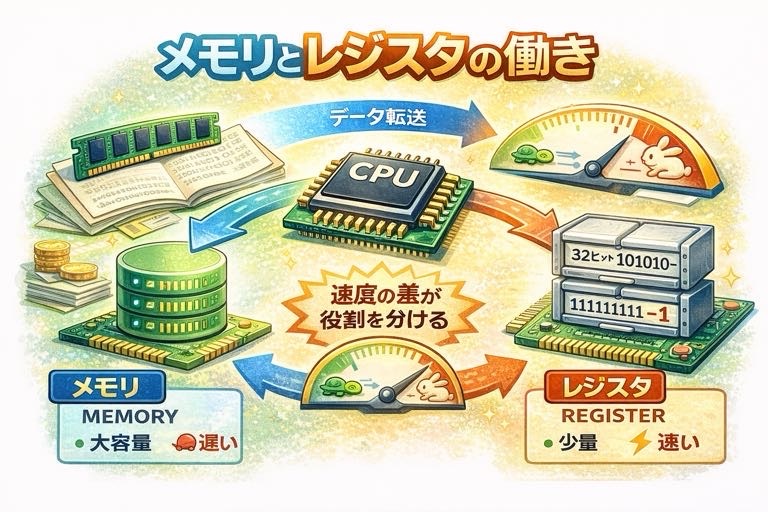 メモリとレジスタの働き